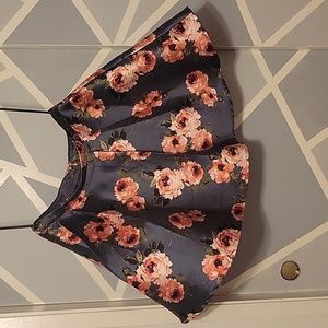 Floral High Waist Pleaded Skirt